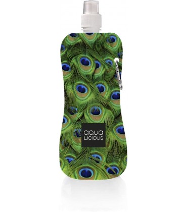 Aqua-Licious Faltbare Trinkflasche mit Karabinerhaken wiederverwendbar mit Motiven - B00TX9UJ14