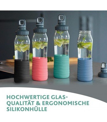 Emsa N31003 Drink2Go Glas Trinkflasche | Fassungsvermögen: 0,7 Liter| Schraubverschluss | Petrol-Grün - B086TDRWZ5