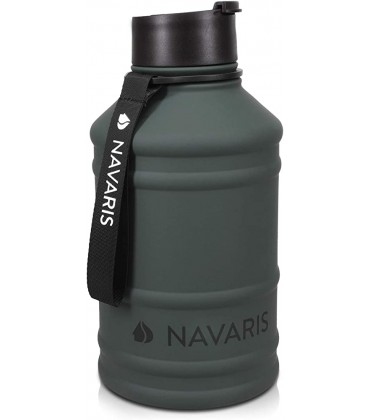 Navaris 2,2 Liter Fitness Trinkflasche XXL Flasche Gym Bottle Sport Wasserflasche Water Jug stabile Sportflasche aus Edelstahl BPA frei - B084C4VZTK