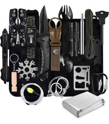 Geschenke für den Vatertag Überlebensausrüstung und Ausrüstung,31 Teile in 1 Tasche Notfallzubehör Survival Kit für Männer,Angelzubehör Campingausrüstung Gadgets für Männer Frauen Teens Jungen - BZNXIJM8
