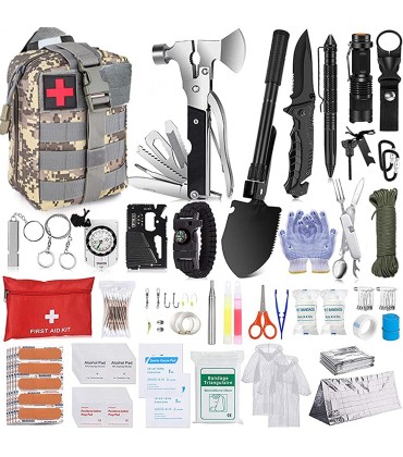 Survival Kit,Multifunktionsaxt Munitionsschaufel,Notfallset Outdoor Camping Multifunktions-Überlebensset Erste-Hilfe-Set SOS-Notfallmesser - BSHUHB2N