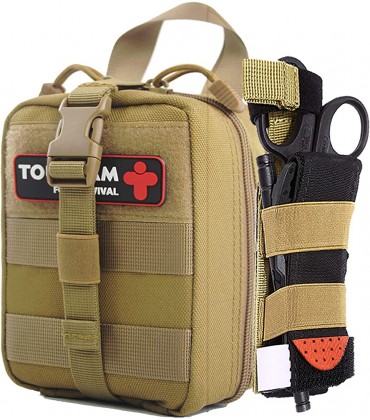 Molle Trauma 1st Aid Pouch – EDC IFAK Tactical Med Kit Wilderness Survival Bug Out Supplies Bag EMT Safety Kit mit israelischem Verband Tourniquet für Notfall-Auto-Outdoor-Kajakboot-Jagdrettung - BQCOL9VB