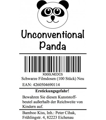 Unconventional Panda Schwarze Filmdosen Stabiler Kunststoff für Geocaching oder Kleinteile 100 Stück - B01M286U69