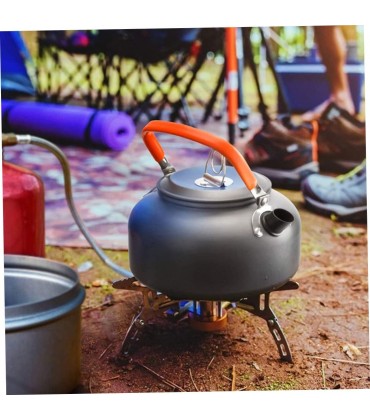 Eyccier Ultralight Campingkessel-Kessel-Anti-Hitze-Griff-Camping-Teekanne mit Doppelbecher-Set 1.2L-Orange - B09XQXCQTF