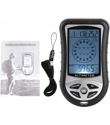 8 in 1 Tragbares Multifunktions Digital Wetter Höhenmesser Kompass Barometer Thermometer mit LCD Hintergrundbeleuchtung für Outdoor Wandern Camping - B09Q35WN95