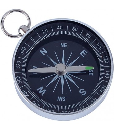 Kompass mit weißem Zifferblatt personalisiert 45 mm Aluminiumgehäuse Silber tragbarer Taschenkompass für Outdoor-Camping Wandern Sport Navigation - B07YBD24BK