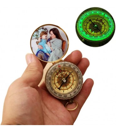 MILsEnse Personalisierter Kompass Benutzerdefiniertes Foto Gravierter Kompass für Ehefrau Ehemann Paar Freundin Freundin Eltern -