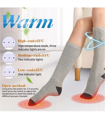 Beheizte Socken für Männer Frauen Elektrische Socken 5V Batteriesocken Beheizt Wiederaufladbar für Ski Winter Fußwärmer mit Temperaturkontrolle Lange Socken zum Skifahren Wandern Reiten Größe: 2 P - B0B424861T