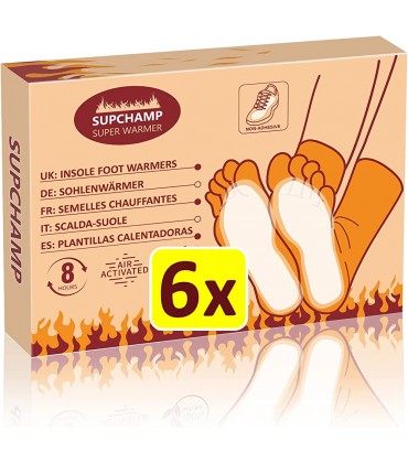 Supchamp Sohlenwärmer 6 oder 30 Paar Wärmesohlen für Schuhe Fußwärmer Pads für 8h Wärme Füße Schuhwärmer Einlagen - B09H7BF64X