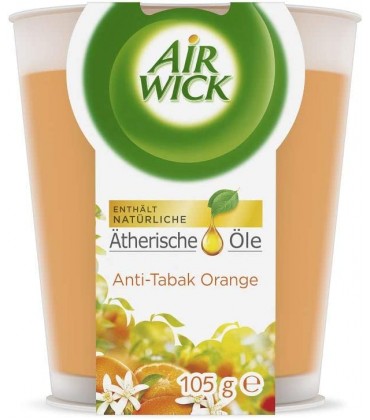 Air Wick Wohlfühl-Duftkerze im Glas Anti-Tabak – Duft: orange – Enthält natürliche ätherische Öle – 1 x Duftkerze in orange - B00MY3CRMK