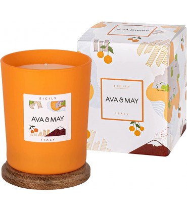 AVA & MAY Sizilien Duftkerze 180g – vegane Kerze im Glas mit fruchtigen Düften von Honig Magnolie und Orange – Handgemachte Kerze mit Sommergefühlen - B08CVQQNT3