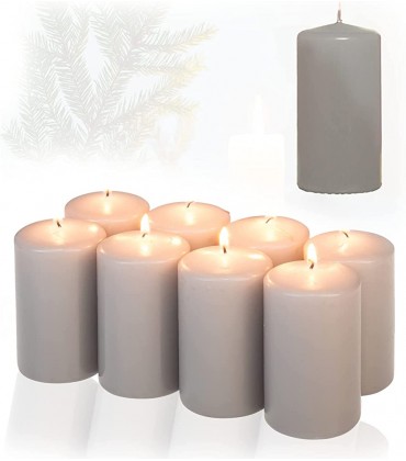 Candelo 8er Set Stumpenkerzen Weihnachten Ambiente Kerzen -Grau – 5,8cm x 12cm -Advent Kerze Weihnachtsdekoration Weihnachtskerzen für Adventskranz - B0881WXDM7