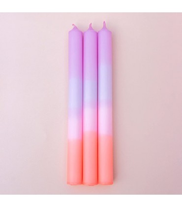 Madam ERLE 3er-Set dip dye Kerzen lang | JONNA | Pink Flieder Neon Orange - B09HMMQWSF