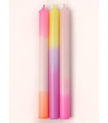 Madam ERLE 3er-Set Dipdye Kerzen lang Bunt mit Farbverlauf Pastell Neon extra lange Stabkerze - B096H4LJVJ
