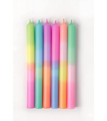 Madam ERLE 6er-Pack dip dye Kerzen lang | Neon bunt mit Farbverlauf | extra lange Stabkerzen - B096592ZC7