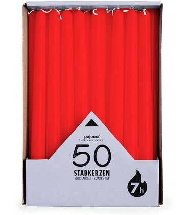 pajoma Stabkerzen rot 50 Stück Höhe 25 cm Brenndauer ca. 7 Stunden Weihnachten Weihnachtskerze Weihnachtsdeko - B08LZF551W