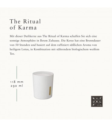 RITUALS Duftkerze von The Ritual of Karma – Mit Sommerlichem Heiligem Lotos und Weißem Tee – beruhigend und wohltuend - B09XDSD3KY