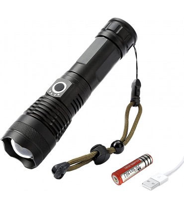 LONXAN LED Taschenlampe 1200 Lumens Super Hell Taschenlampen USB Wiederaufladbare Taschenlampe mit 18650 Batterie Zoombar 5 Beleuchtungsmodi für Camping Wandern und Notfälle - B094VD9KHX