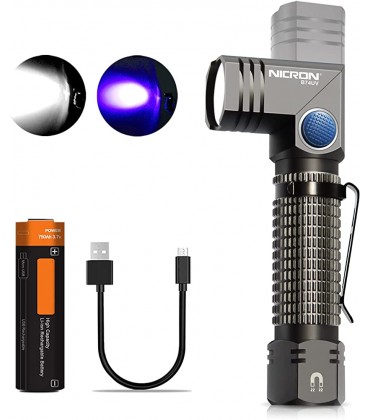 NICRON UV Schwarzlicht LED Taschenlampe 700 Lumen 90 Grad Drehbar Kopf IP65 Wasserdicht 395nm Ultraviolett mit Magnet Detektor für eingetrocknete Urin-Flecken von Hunde Katzen B74UV - B089CSP9QD