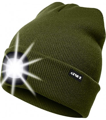 ATNKE LED Beleuchtete Mütze,Wiederaufladbare USB Laufmütze mit Licht Extrem Heller 4 LED Lampe Winter Warme Stirnlampe für Herren und Damen Geschenke - B08L6HQNJ1