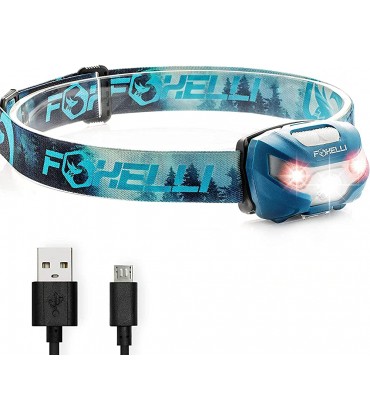 foxelli USB wiederaufladbare Scheinwerfer Taschenlampe – bietet bis zu 30 Stunden konstantes Licht auf einer einzigen Charge Super Hell Weiß LED + rot leicht kompakt einfach leicht & bequem Kopf Taschenlampe - B07JFXZFT1