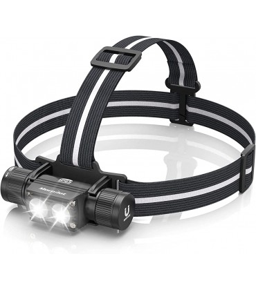 morpilot Stirnlampe LED-Taschenlampe superhell 1200 Lumen Kopflampe 5 Modi mit doppelt Anti-Überladung-Design wasser- und staubdicht 180Degree verstellbar Schwarz ‎SD0-1M - B08YR6H51S