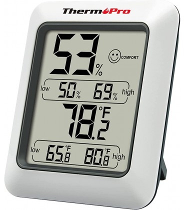 ThermoPro TP50 digitales Thermo-Hygrometer Hygrometer Innen Thermometer Raumthermometer mit Aufzeichnung und Raumklima-Indikator für Raumklimakontrolle Klima Monitor - B01H1R0K68