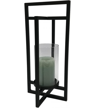 Hauhalt International Laterne mit Glaseinsatz 16,5x16,5xH35cm Schwarz Gartenlaterne Kerzenhalter Windlicht - B09KCGP4M7