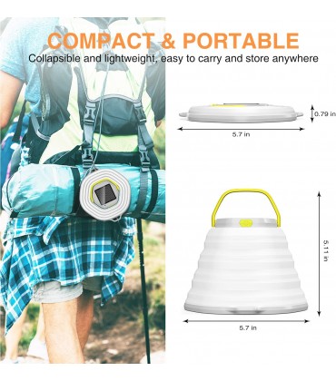 infray LED-Camping-Laterne wiederaufladbar solarbetrieben zusammenklappbar USB wasserdicht tragbar Notfall-Lichter mit 3 Modi für Camping Wandern Reisen Zelt - B097HNBXCR