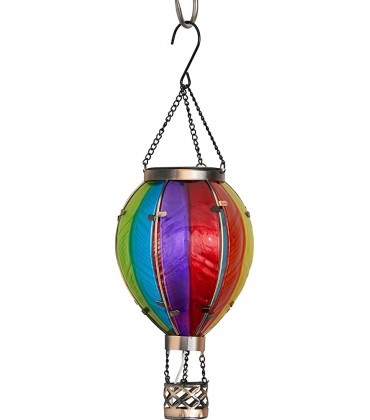 Northpoint LED Solar Laterne Lampion Heißluftballon Metall-Gestell Windlicht aus buntem Regenbogen Echtglas Außenbereich Dekoration Garten Solarpanel - B09RT393RY