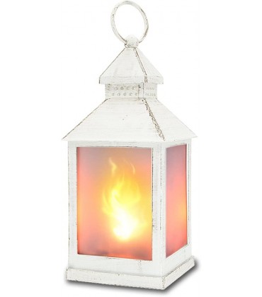ZKEE dekorative Feuerlaterne im Vintage-Stil 25,4 cm mit Flammeneffekt LED-Laterne weiß 4 Stunden Timer für den Innen- und Außenbereich - B07BSGMNJ4