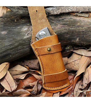 KIKIRon Messeretui aus Leder Outdoor Messer Ledertasche Klappmesser Mantel Universal Scabbard Aufbewahrungstasche Taschenscheide aus Leder Farbe : Braun Size : 11x5.5cm - B09Y86QY4W