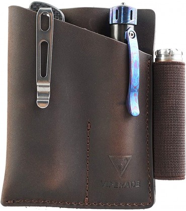 Viperade PJ12 Kleiner EDC-Ledertaschen-Organizer für AA AAA-Taschenlampen Mini-Taschenmesser doppelte EDC-Taschenleder-Slip Messer-Organizer-Lederscheide Taschenlampen-Lederholster mit Clip - B08PBQLLDS