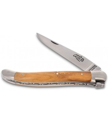 Forge De Laguiole Taschenmesser 11 cm Griff Olive Olivenholz Klinge 9 cm und Backen matt Hochwertiges Messer Frankreich - B07P6G498T