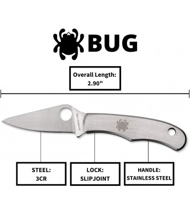Spyderco Erwachsene Messer Bug Slip Joint Taschenmesser aus Edelstahl - B003788U9U