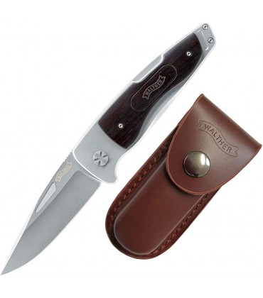 Taschenmesser Traditional Folder Wood 4 inklusive Lederetui Klinge aus AUS 8 Stahl - B07Q2YPHZN