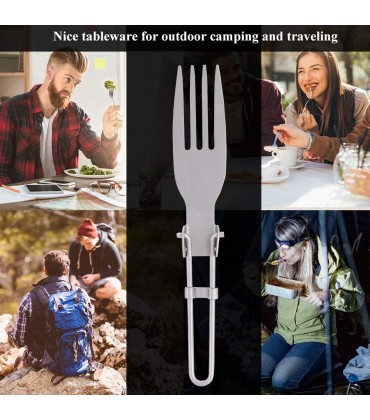 Keenso Outdoor Picknick-Geschirrset tragbare Titan Klapp Spork Gabel Set Outdoor Camping Besteck Reisegeschirr Klappgabel Löffel Spork - B084VLH7RD