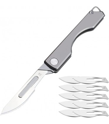 BEEK Mini Klappmesser Skalpell Titangriff Schlüsselanhänger Messer 10 auswechselbare Klingen Figur 24 Mini EDC Taschenmesser für Outdoor Camping - B09NSPZVVJ
