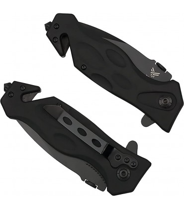 HASTAA Rettungsmesser- Taschen- & Klappmesser mit Gurtschneider und Glasbrecher Scharf Outdoor Militär Messer Qualitätsklinge Edelstahl - B09QXHPX1V
