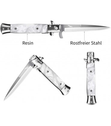 KFG Klappmesser Messer Taschenmesser mit Holzgriff Outdoor Messer aus Edelstahl ， Einhandmesser Weiß - B07RSXX2ZD