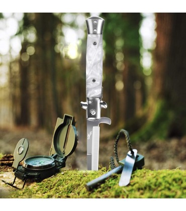 KFG Klappmesser Messer Taschenmesser mit Holzgriff Outdoor Messer aus Edelstahl ， Einhandmesser Weiß - B07RSXX2ZD