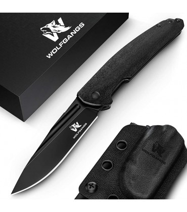 Wolfgangs NIGRUM Zweihand Klappmesser aus D2 Stahl Outdoor Survival Messer inkl. Kydex Holster Taschenmesser mit Gürtelclip - B07WZRDNGQ