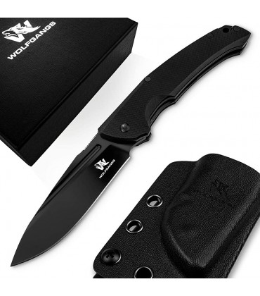 Wolfgangs TELUM Zweihand Klappmesser aus D2 Stahl Outdoor Survival Messer inkl. Kydex Holster Taschenmesser mit Gürtelclip - B07X53TR45