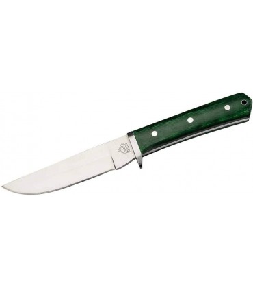 Puma TEC Gürtelmesser Stahl 3Cr13 satinierte Klinge grüne Micartaschalen Fingerschutz Schwarze Lederscheide - B085765FR9