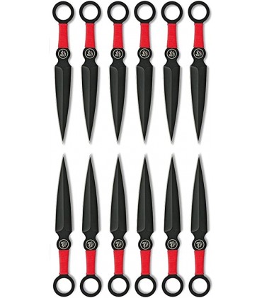 XXL SET 12er EXPENDABLES Wurfmesser Profi Kunai ca. 15,7cm Throwing Knife schnelles Werfen Messer Edelstahl Trainingsmesser Gürtelmesser Messer Set inklusive 2 Holster aus Nylon schwarz rot - B088DXLLFB