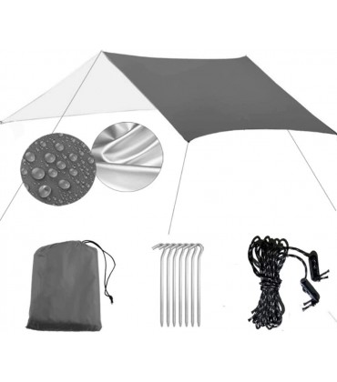Akemaio wasserdichte Zeltplane Tarp Hängematte UV-beständige Silberbeschichtung als Zelt für Sonnen- und Regenschutz Matten für Picknicks（Ohne Stange） - B0B1MJ7PV4