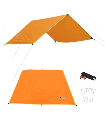 Azarxis Wassedichte Zeltplane Tarp für Hängematte Leicht und Kompakt Sonnenschutz für Outdoor Camping Orange L 240 x 220 cm - B07D3R7RHM