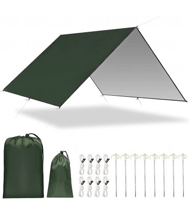Camping Zeltplane 300 cm x 300 cm 400 cm wasserdichte Anti-UV-Hängemattenplane mit 8 Erdnägeln und 8 Seilen für Picknick im Freien - B09X1C2R5D
