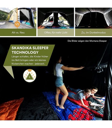 Skandika Tunnelzelt Milano 6 Personen | Camping Zelt mit ohne Sleeper Technologie Dunkle schlafkabinen eingenähter Zeltboden wasserfest 5000 mm Wassersäule 2m Stehhöhe | Campingzelt Familienzelt - B097YKCPSZ