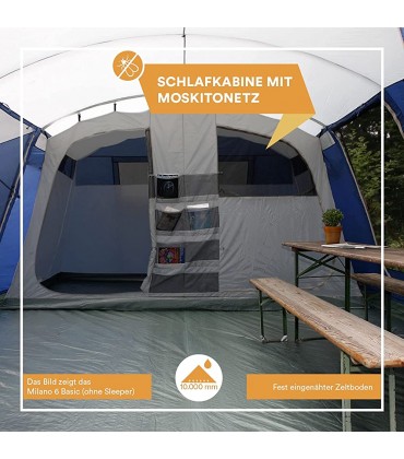 Skandika Tunnelzelt Milano 6 Personen | Camping Zelt mit ohne Sleeper Technologie Dunkle schlafkabinen eingenähter Zeltboden wasserfest 5000 mm Wassersäule 2m Stehhöhe | Campingzelt Familienzelt - B097YKCPSZ